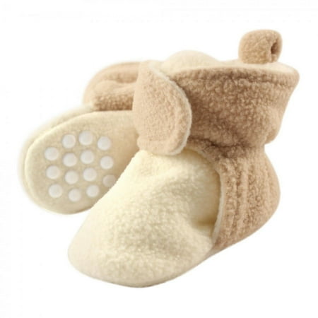 Luvable Friends Baby and Toddler Cozy Fleece Booties, Cream Tan, 6-12 Months