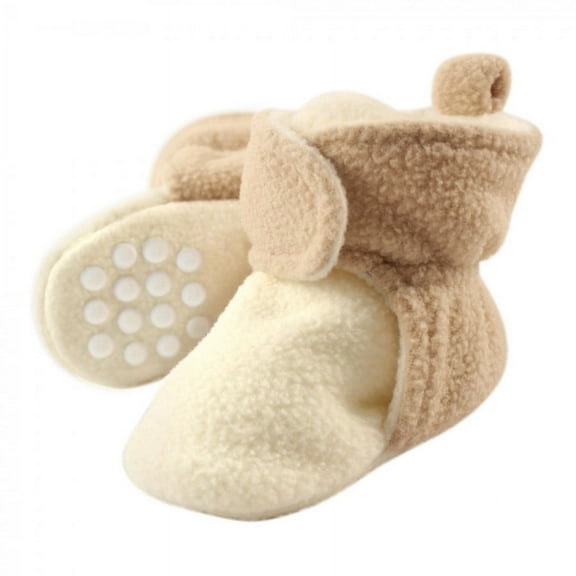 Luvable Friends Baby and Toddler Cozy Fleece Booties, Cream Tan, 18-24 Months