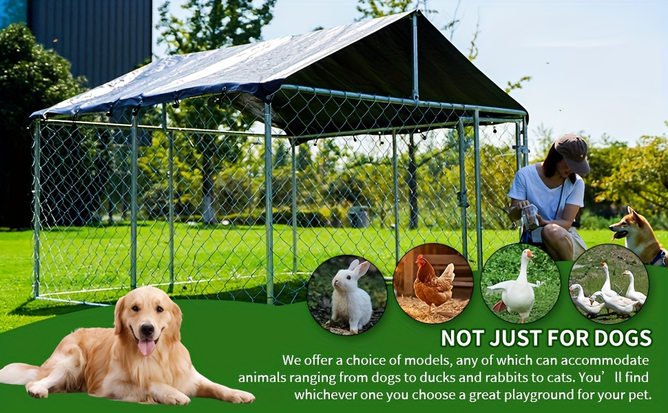 Outdoor Kennel, Heavy-duty Dog ​​cage, Large Mesh Pet Cage, Steel Fence with Safety Lock, 79''x79'' (2mx2m).