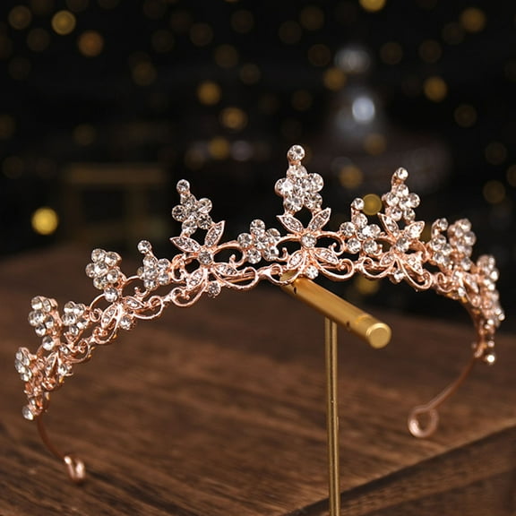 OUNONA Rose Gold Wedding Hairband Rhinestone Bridal Headband Crystal Headdress for Special Occasions