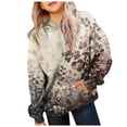 thumbnail image 6 of Gubotare Camo Hoodie Kids Cute Hoodies Maple Leaf Print Oversized Drop Shoulder Fleece Hooded Sweatshirt Pullover With Pocket (Beige, 2-3 Years), 6 of 7