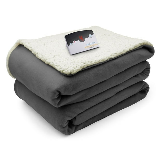 Biddeford Comfort Knit Fleece Sherpa Electric Heated Blanket Walmart
