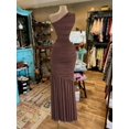 thumbnail image 2 of Coffee Asymmetric One-Shoulder Ruched Fitted Waist Sleeveless Bodycon Maxi Dress For Women, 2 of 4