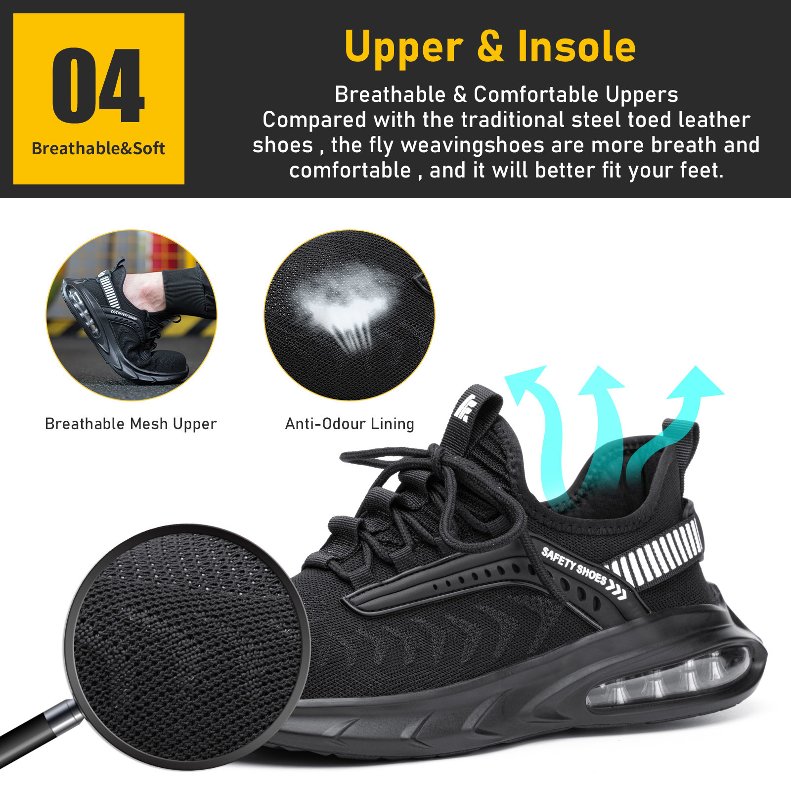 Furuian Steel Toe Slip-Resistant Safety Sneakers photo 5