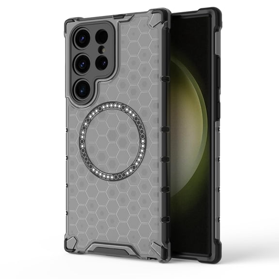for Samsung Galaxy S26 Ultra Phone Case, Magnetic Case [Compatible with Mag Safe] Translucent Honeycomb Pattern Slim Shockproof Anti-fall Anti-Fingerprint Protective Cover Case,Black