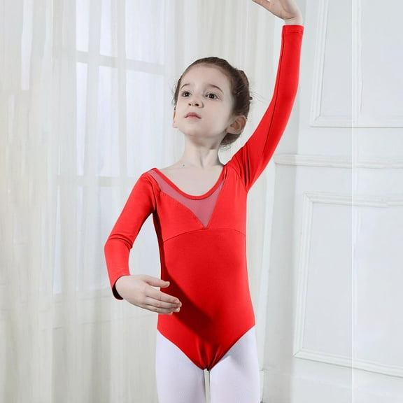Delliss Girls' Dance Clothes Practice Bodysuit Ballet Summer Long Sleeve Leotard 5-18 Years