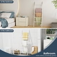 thumbnail image 5 of 5-Tier Blanket Ladder Wooden, Non-Folding 4.8FT(57.5'') Blanket Quilt Holder Rack Decorative Ladder, Easy Assembly, Rustic Farmhouse Ladder Shelf for The Living Room Bedroom Home Decor, White, 5 of 16
