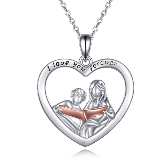 Mother's Day Gifts for Mom Sterling Silver Reading Necklace Graduation Gifts for Son Book Lovers Librarian Bookworm