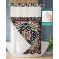thumbnail image 2 of No Hook Shower Curtain with Snap in Liner, Retro Middle Ages Abstract Geometric Texture Hotel Shower Curtains for Bathroom, Washable Shower Curtain Liner Set with Mesh Top Window, 54"x78", 2 of 6