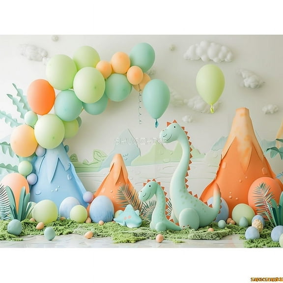 Dinosaur Theme Birthday Party rated Photography Backdrops Props Dream Balloons Arch Newborn Easter Day Background KL-02