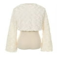 thumbnail image 2 of Big Girls' Fluffy Faux Fur Swirl Bolero Jacket Winter Knit Sweater White 16 (S03K), 2 of 2