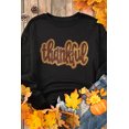 thumbnail image 7 of Women's Black Glittering Thankful Graphic Drop Shoulder Sweatshirt | [ZhiHiMeRi] | (US 20-22)2XL, 7 of 7