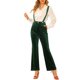 thumbnail image 1 of INSPIRE CHIC Pantalones De Monos Con Botones De Lunares Y Botones De Pierna Ancha Con Cinturón De Cintura Alta De Terciopelo Para Mujer Verde XL, 1 of 6