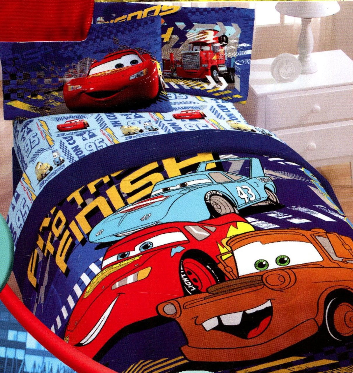Disney Cars Twin Comforter And Sheet Set With Throw Bedding