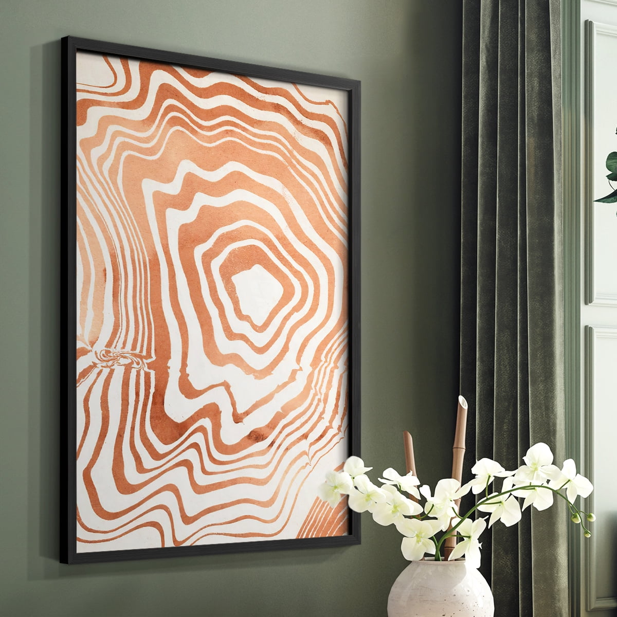 Wood Grain Suminagashi I Framed Print - Solid Wood in Single Picture Frame Solid Wood 2 Framed Print
