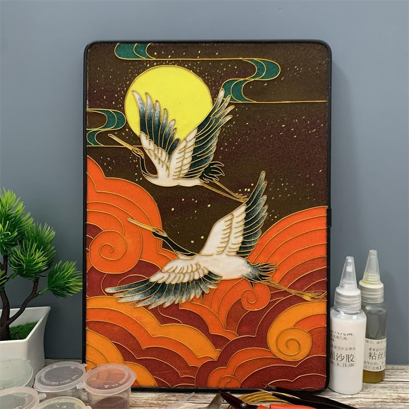 Cloisonne Filigree Enamel Paint by Numbers Kit, All in One with Tools, DIY Craft, Starter Set for Adults and Beginners, Easy Instructions, Hobby for Adults Teens Elderly Handmade Home Decor Gifts