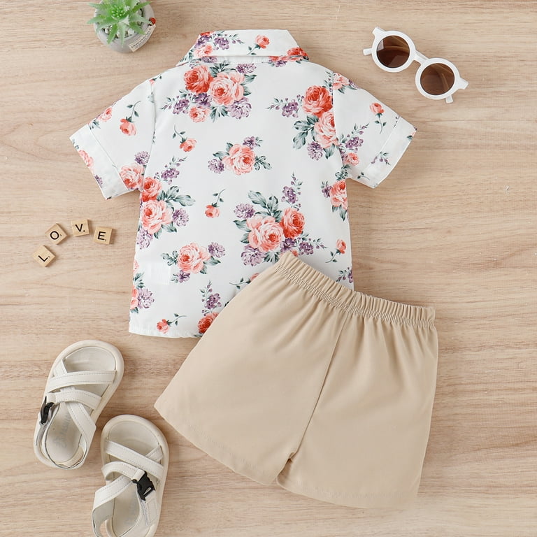 Cute Baby boy Clothes Kids Girls Summer Short Sleeve Tops Flower Skirt 2PCS  Outfits Clothes Set for Girls Clothes