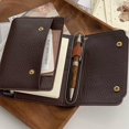 thumbnail image 2 of Retro Soft Leather PU Tri Fold Handbook Diary M5A7 Double Ring Tri Fold Book Fixed And Live Purpose With Inner Page Side Insert, 2 of 9