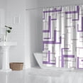 thumbnail image 3 of Pastel Purple White Shower Curtain Set with Hooks Grey and White Shower Curtains Grey Shower Curtain Geometric Bath Curtains Decorative Gray Shower Curtain Water Repellent, 72x84, 3 of 4