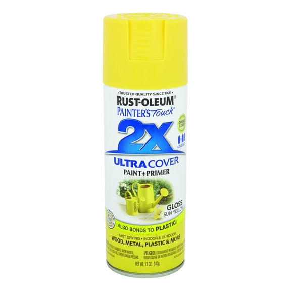 Rustoleum Painter's Touch Ultra-Cover 2X General Purpose Topcoat Enamel Spray Paint, Sun Yellow