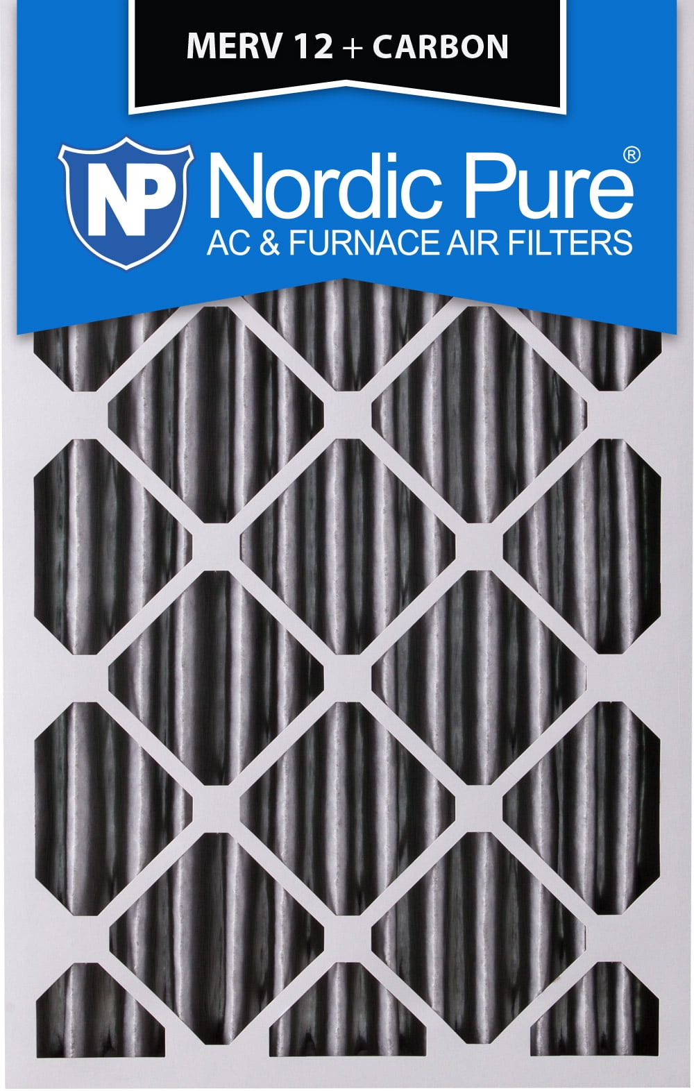 Nordic Pure 20x22x1 MERV 8 Pure Carbon Pleated Odor Reduction AC Furnace Air Filters 3 Pack