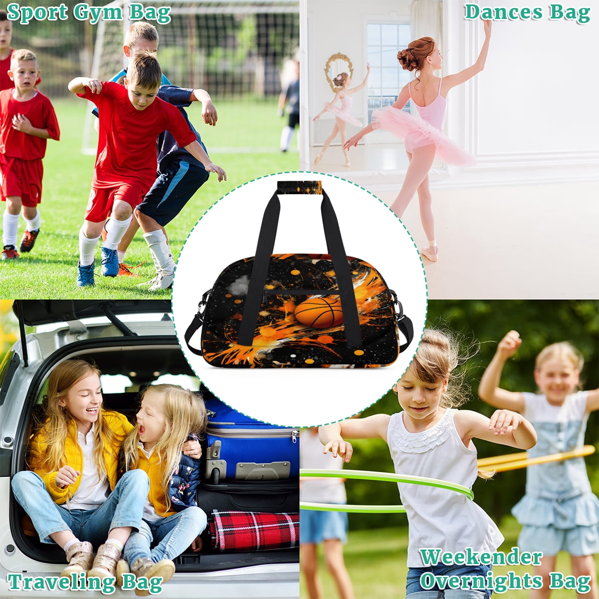 Qzjjjmy Basketball Sport Duffel Bag for Boys Men Foldable Sport Gym Bag