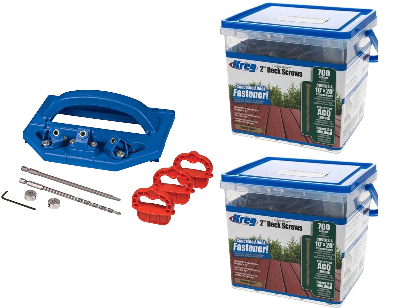 Kreg Deck Jig ConcealedFastener System with 1400 Ct 2Inch, 8 Coarse