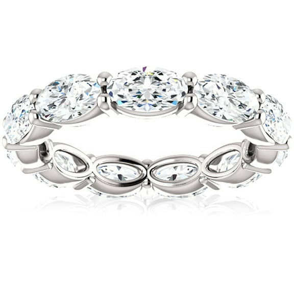 Pompeii G/VS 4 Ct Oval Moissanite Eternity Ring 14k White Gold (((G-H)),VS1-VS2)