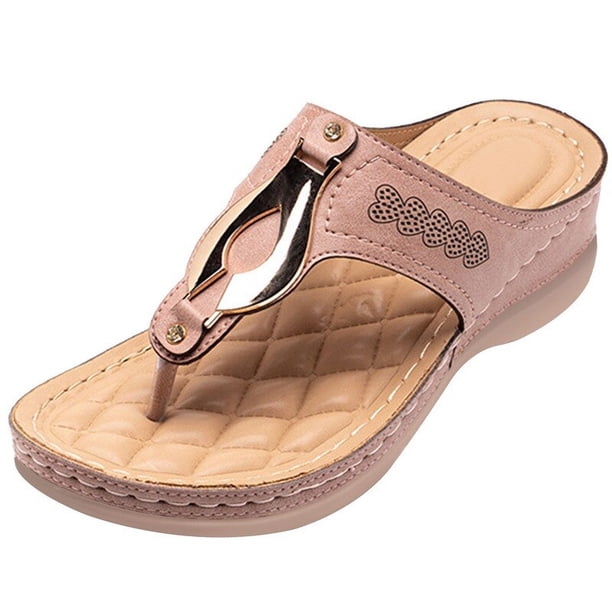 Chanclas de verano 2021, zapatillas de mujer, plantilla de rombo suave, cuñas, zapatos de plataforma con decoración de Metal, sandalias para mujer 202140 Gao Jinjia LED