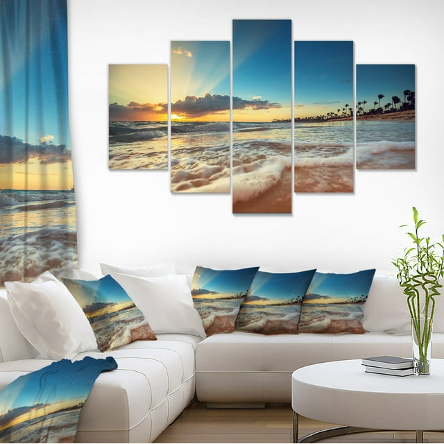 Plage Exotique en République Dominicaine - Impression sur Toile d'Art du Bord de Mer