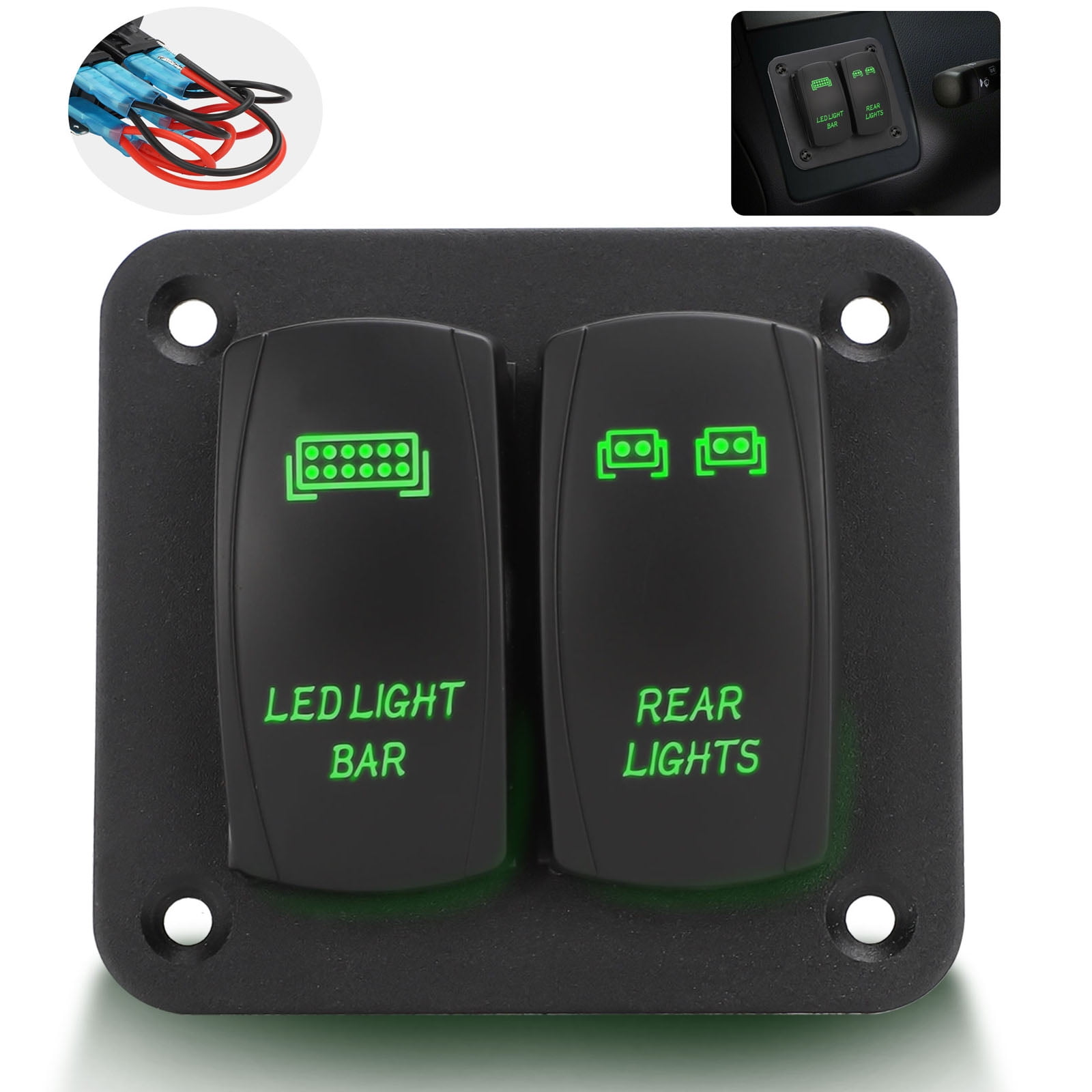 12V 24V 2 Gang Rocker Switch Panel, EEEkit 5 Pin On Off Toggle Switch