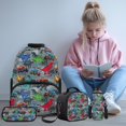 thumbnail image 2 of Bulopur Boys 17 Inch School Backpack 4 PCS Dinosaur Truck Print Bookbag with Lunch Bag, Water Bottle Sleeve and Pencil Case for Boys and Girls, 2 of 8