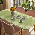 thumbnail image 3 of Sage Green Leaves Table Cloths for 6 Foot Rectangle Tables, Summer Botanical Pastoral Patio Waterproof Elastic Fitted Tablecloths, Washable Rectangular Table Cover for Camping, 3 of 8