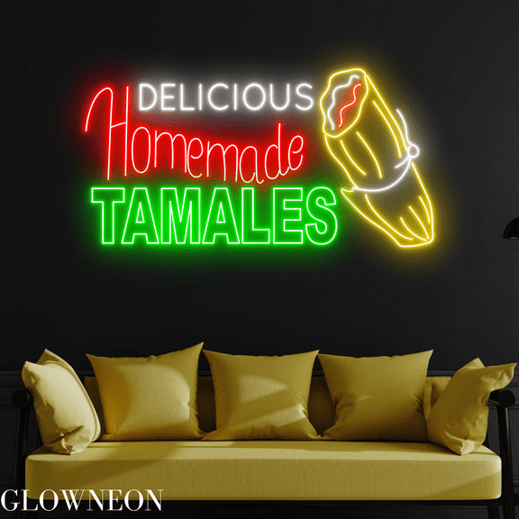 Glowneon Delicious Homemade Tamales Neon Sign, Mexico Tamale Led Sign