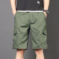 thumbnail image 4 of Mens Cotton-Blend Cargo Shorts M-5X Big and Tall Plus Size Drawstring Straight Leg Relaxed Multi-Pockets Solid Color Loungewear Hiking Short, 4 of 8