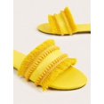 thumbnail image 4 of Women Orange Raw Trim Design Flat Sandals, Funky Open Toe Slide Sandals For Summer, 4 of 4
