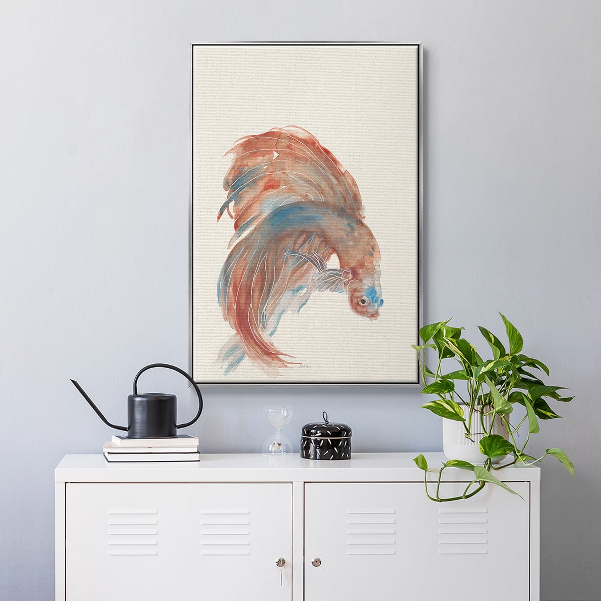 Betta III Framed Premium Gallery Wrapped Canvas - Ready to Hang - 17 x 25 - Silver Floating Frame