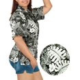 thumbnail image 4 of HAPPY BAY Hawaiian Shirts Womens Casual Summer Beach Party Blouse Shirt TShirts Short Sleeve Tropical Vacation Tops Button up Dress Shirts Blouses for Women S Floral, Black, 4 of 5
