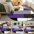 thumbnail image 6 of Purple Grey 3ft Area Rug, Modern Purple Geometric Washable Non-Slip Small Round Rugs for Entryway Bedroom Kitchen, Soft Circle Carpet for Dining Room, Playroom Nursery Rug, 6 of 9