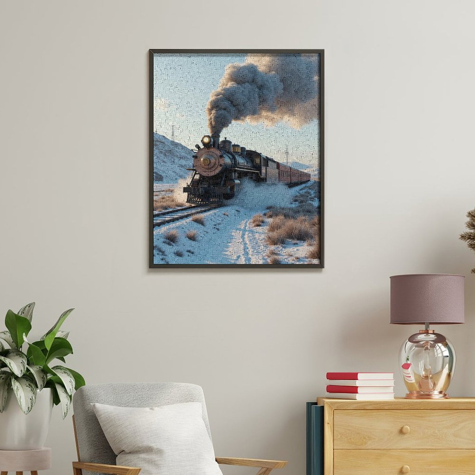 Paint By Numbers Kit for Adults Beginner - DIY Train Winter Journey Canvas Painting Kits for Adults, Frameless Paint By Number for Adults for Home Wall Decor 16x20 Inch