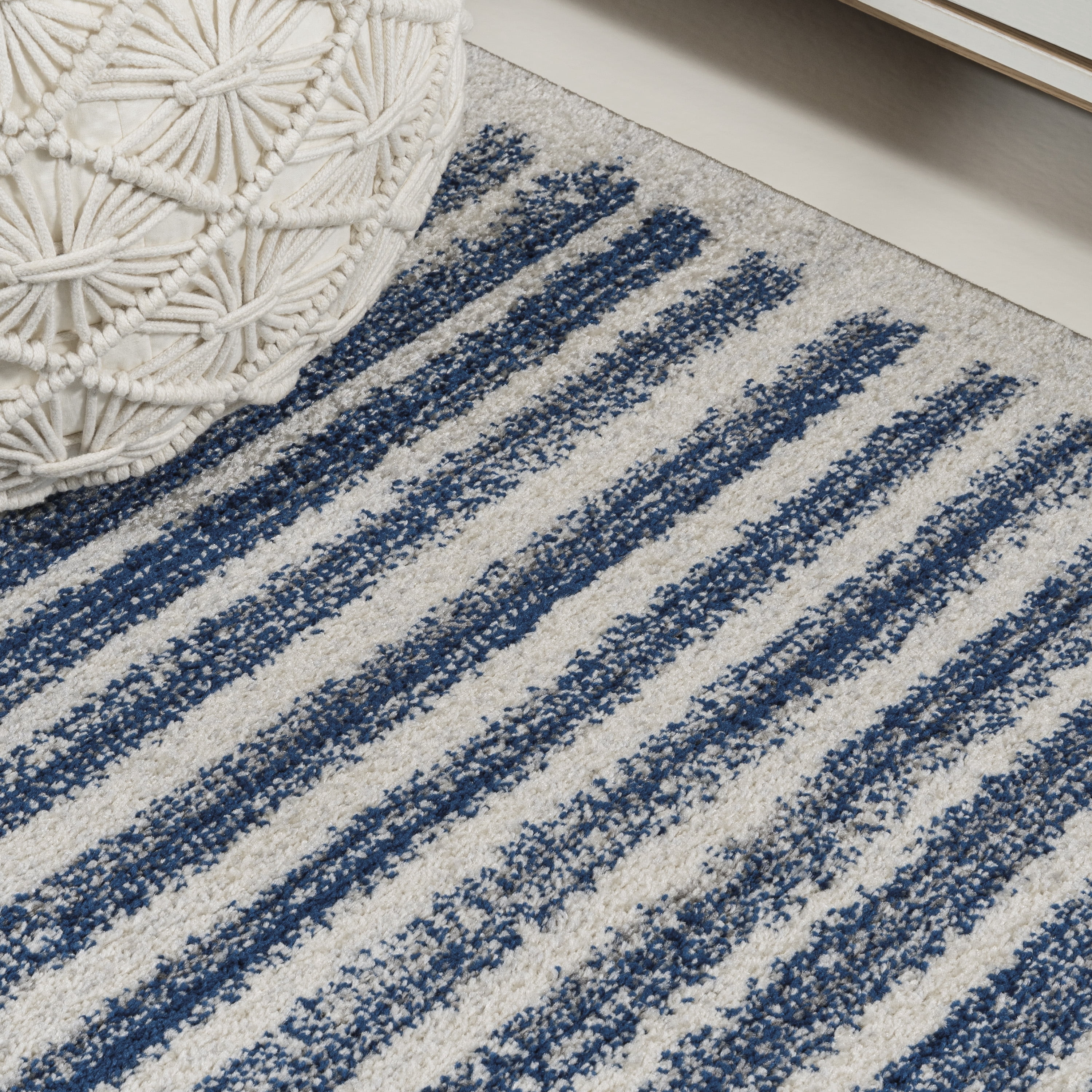 JONATHAN Y MOROCCAN HYPE 8 x 10 Area Rug, Khalil Berber Stripe - Cream/Navy, MOH207E-8