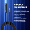 thumbnail image 3 of 240W Invisible Phone Charger Cable Stand Fast Charging Braided Built-in Kickstand 2In1 Folding Foldable Sideways Flat Universal USB-C C to C for iPhone Android Charging Station Hub, 4.9FT, 3 of 8
