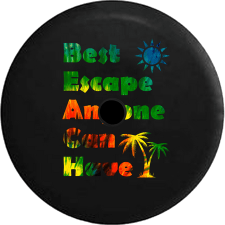 2018 2019 Wrangler JL Backup Camera BEACH Best Escape Palm Trees Sun Tiedye Vacation Spare Tire Cover for Jeep RV 32 (Best Lpr Camera 2019)