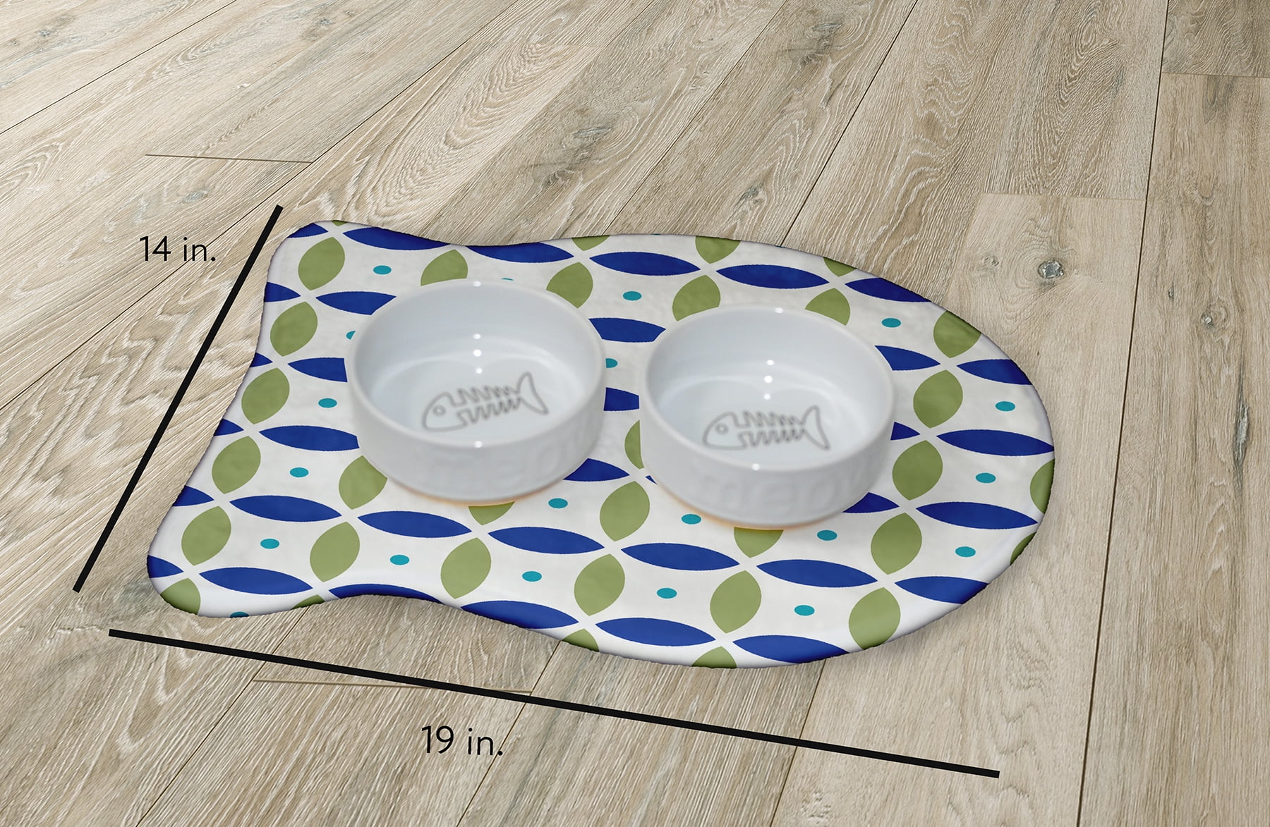 Simply Daisy Geometric Fish Shape Pet Feeding Mat for Cats