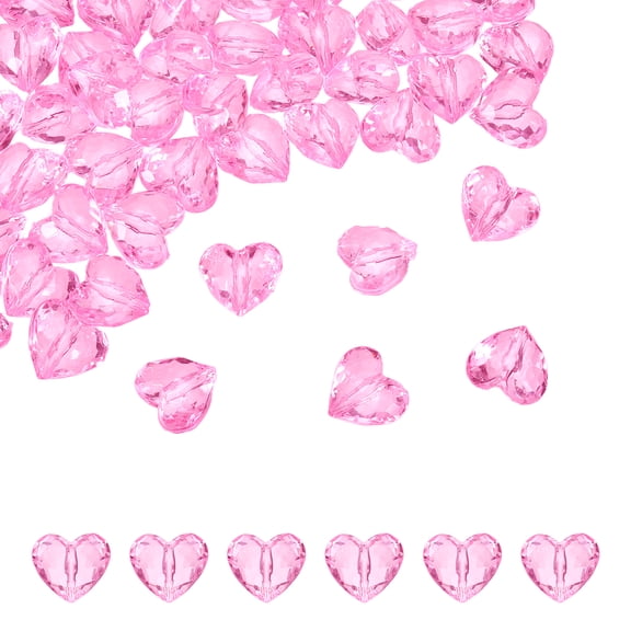 Uxcell 50pcs Acrylic Heart Beads 19x17mm Heart Shape Craft Loose Beads for Decoration Making Bracelet Necklace Jewelry Making, Pink