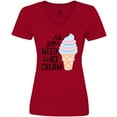 thumbnail image 3 of Inktastic All You Need is Ice Cream with Ice Cream Cone Women's V-Neck T-Shirt, 3 of 5