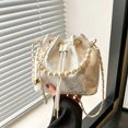thumbnail image 2 of Remanland Women's Satin Floral Jacquard Evening Bucket Bag, White, 2 of 9