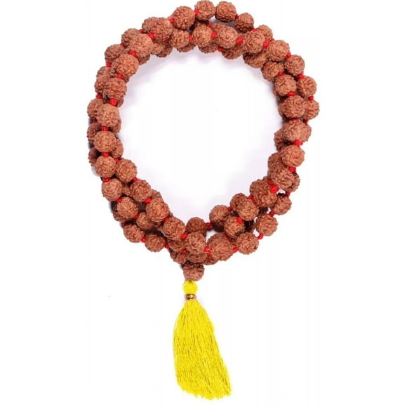 5 Mukhi Rudraksha Mala -10mm Rudraksha Japa Mala for Men and Women-108+1 Beads