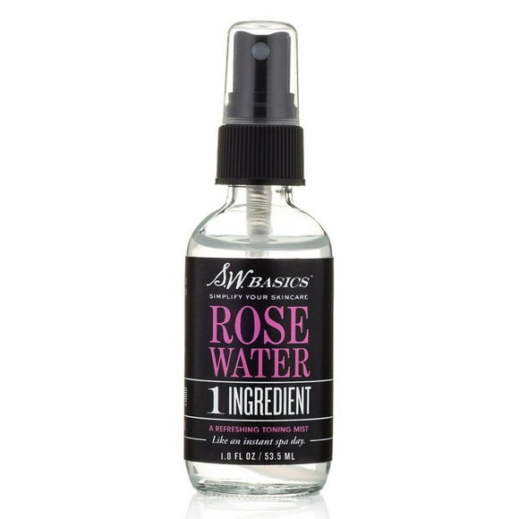 S.W. Basics Rosewater Facial Mist, Hydrating and Cleanser Face Spray, Organic and Cruelty Free, 1.8 fl oz