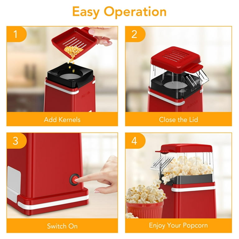 Popcorn Maker, Popcorn Popper Electric Healthy Portable Red Popcorn Maker  Machine for Home Parties Gatherings